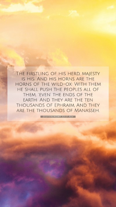 Picture 07 - Deuteronomy 33:17 ASV Mobile Phone Wallpaper - The firstling of his herd, majesty is his; And - Mobile Bible Verse Wallpaper