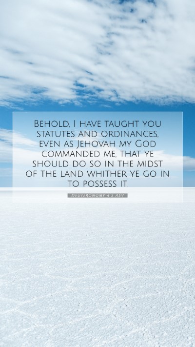 Picture 07 - Deuteronomy 4:5 ASV Mobile Phone Wallpaper - Behold, I have taught you statutes and - Mobile Bible Verse Wallpaper