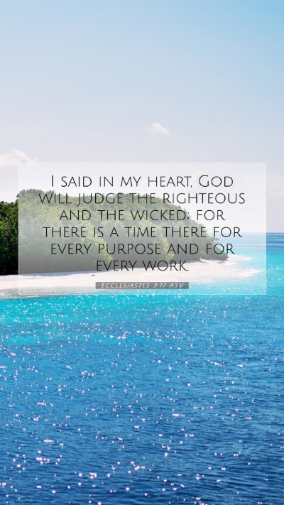 Picture 07 - Ecclesiastes 3:17 ASV Mobile Phone Wallpaper - I said in my heart, God will judge the righteous - Mobile Bible Verse Wallpaper