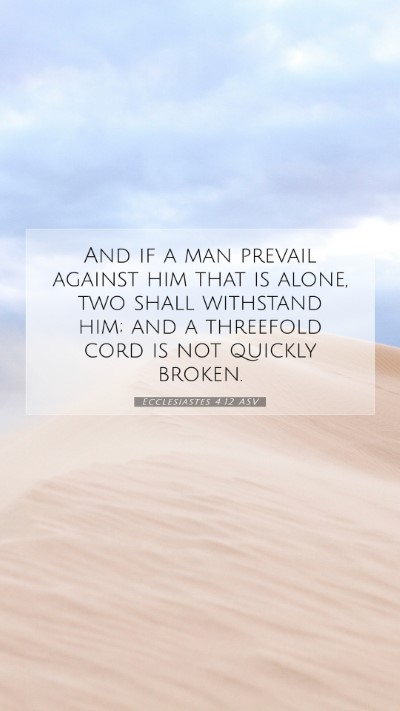 Picture 07 - Ecclesiastes 4:12 ASV Mobile Phone Wallpaper - And if a man prevail against him that is alone, - Mobile Bible Verse Wallpaper