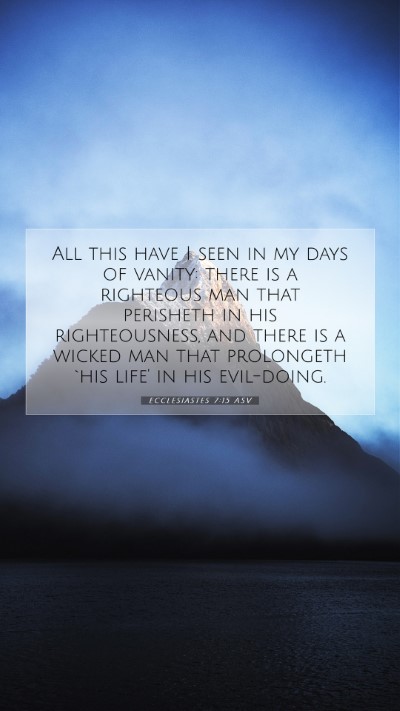 Picture 07 - Ecclesiastes 7:15 ASV Mobile Phone Wallpaper - All this have I seen in my days of vanity: there - Mobile Bible Verse Wallpaper