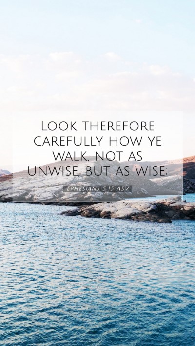 Picture 07 - Ephesians 5:15 ASV Mobile Phone Wallpaper - Look therefore carefully how ye walk, not as - Mobile Bible Verse Wallpaper