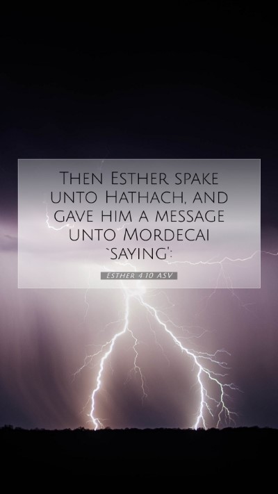 Picture 07 - Esther 4:10 ASV Mobile Phone Wallpaper - Then Esther spake unto Hathach, and gave him a - Mobile Bible Verse Wallpaper