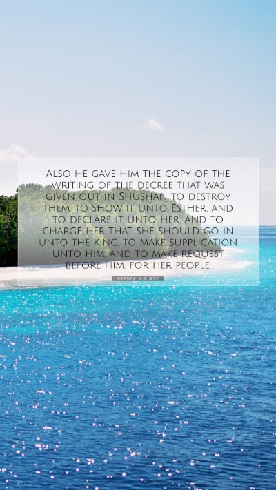 Picture 07 - Esther 4:8 ASV Mobile Phone Wallpaper - Also he gave him the copy of the writing of the - Mobile Bible Verse Wallpaper