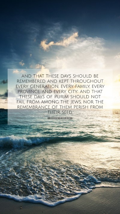 Picture 07 - Esther 9:28 ASV Mobile Phone Wallpaper - and that these days should be remembered and kept - Mobile Bible Verse Wallpaper