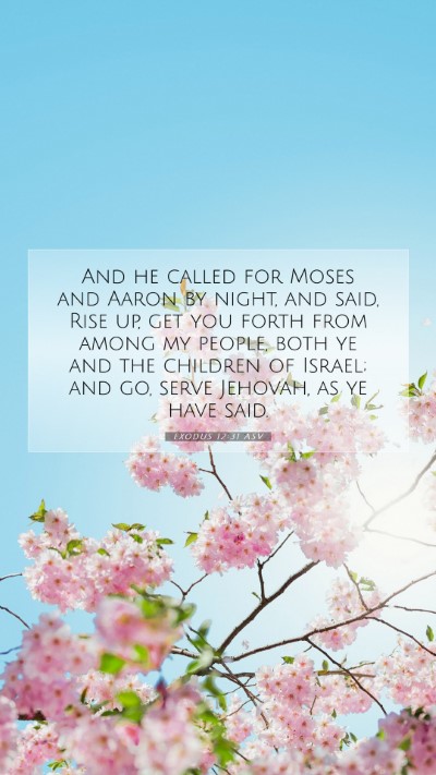 Picture 07 - Exodus 12:31 ASV Mobile Phone Wallpaper - And he called for Moses and Aaron by night, and - Mobile Bible Verse Wallpaper