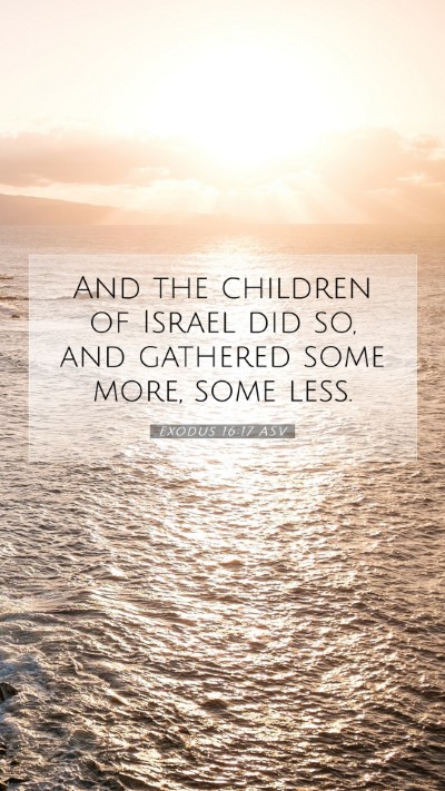 Picture 07 - Exodus 16:17 ASV Mobile Phone Wallpaper - And the children of Israel did so, and gathered - Mobile Bible Verse Wallpaper