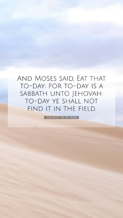 Picture 07 - Exodus 16:25 ASV Mobile Phone Wallpaper - And Moses said, Eat that to-day; for to-day is a - Mobile Bible Verse Wallpaper