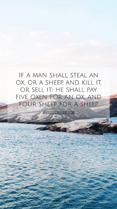 Picture 07 - Exodus 22:1 ASV Mobile Phone Wallpaper - If a man shall steal an ox, or a sheep, and kill - Mobile Bible Verse Wallpaper