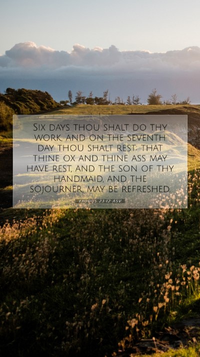 Picture 07 - Exodus 23:12 ASV Mobile Phone Wallpaper - Six days thou shalt do thy work, and on the - Mobile Bible Verse Wallpaper