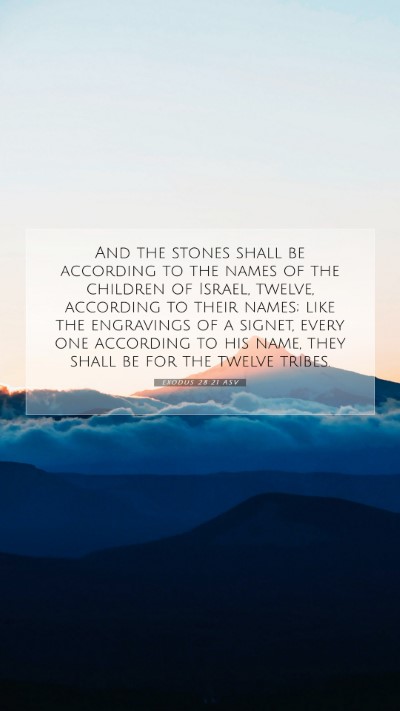 Picture 07 - Exodus 28:21 ASV Mobile Phone Wallpaper - And the stones shall be according to the names of - Mobile Bible Verse Wallpaper