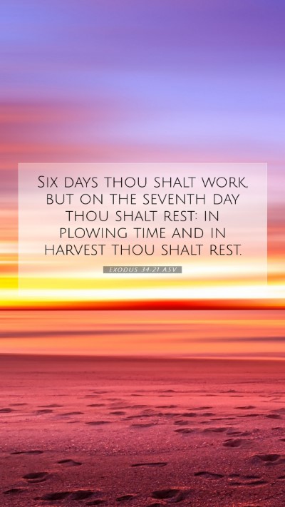 Picture 07 - Exodus 34:21 ASV Mobile Phone Wallpaper - Six days thou shalt work, but on the seventh day - Mobile Bible Verse Wallpaper