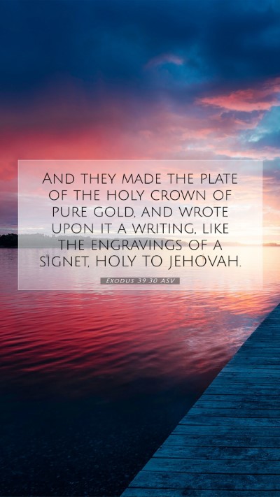 Picture 07 - Exodus 39:30 ASV Mobile Phone Wallpaper - And they made the plate of the holy crown of pure - Mobile Bible Verse Wallpaper