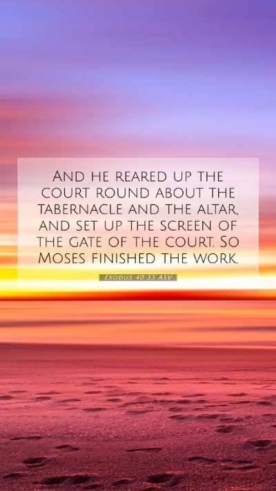 Picture 07 - Exodus 40:33 ASV Mobile Phone Wallpaper - And he reared up the court round about the - Mobile Bible Verse Wallpaper