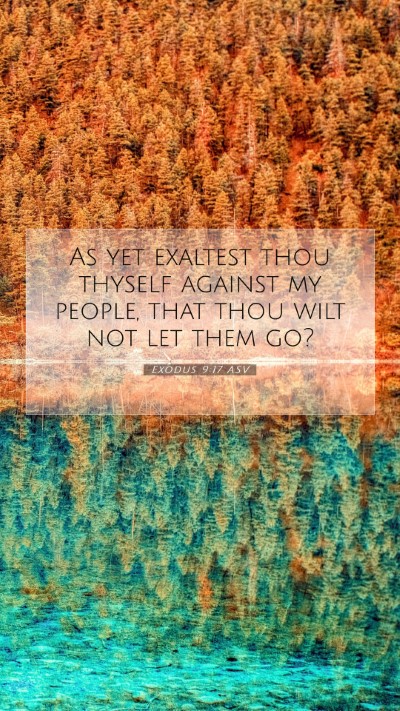 Picture 07 - Exodus 9:17 ASV Mobile Phone Wallpaper - As yet exaltest thou thyself against my people, - Mobile Bible Verse Wallpaper