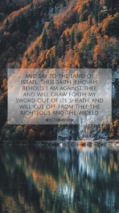 Picture 07 - Ezekiel 21:3 ASV Mobile Phone Wallpaper - and say to the land of Israel, Thus saith - Mobile Bible Verse Wallpaper