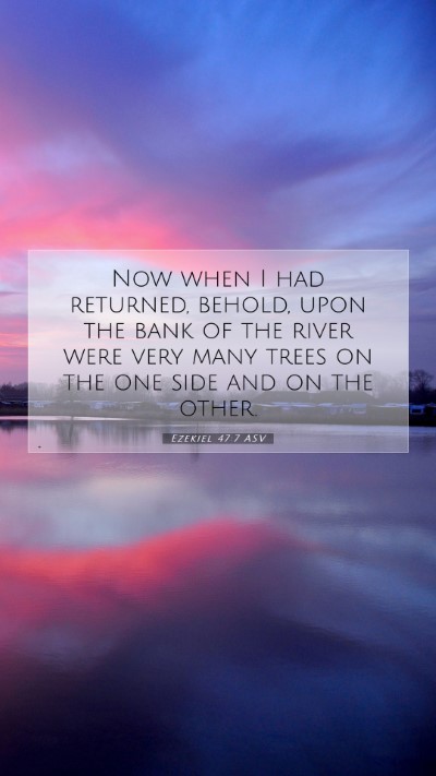 Picture 07 - Ezekiel 47:7 ASV Mobile Phone Wallpaper - Now when I had returned, behold, upon the bank of - Mobile Bible Verse Wallpaper