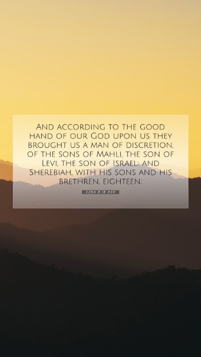 Picture 07 - Ezra 8:18 ASV Mobile Phone Wallpaper - And according to the good hand of our God upon us - Mobile Bible Verse Wallpaper