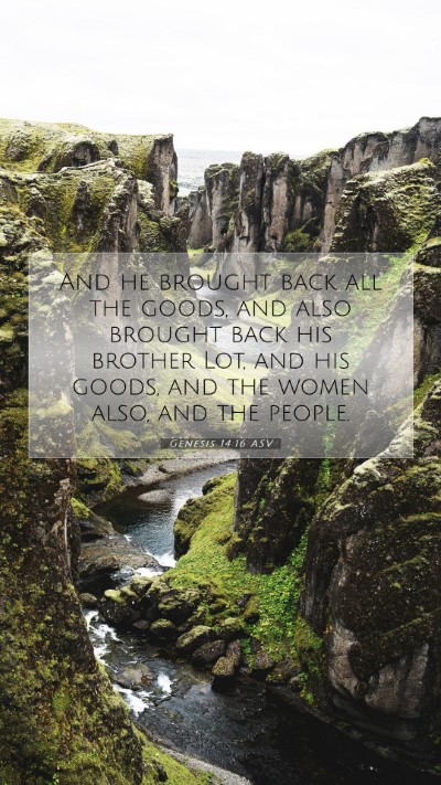 Picture 07 - Genesis 14:16 ASV Mobile Phone Wallpaper - And he brought back all the goods, and also - Mobile Bible Verse Wallpaper