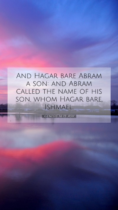 Picture 07 - Genesis 16:15 ASV Mobile Phone Wallpaper - And Hagar bare Abram a son: and Abram called the - Mobile Bible Verse Wallpaper