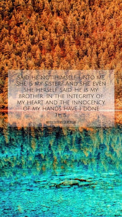 Picture 07 - Genesis 20:5 ASV Mobile Phone Wallpaper - Said he not himself unto me, She is my sister? - Mobile Bible Verse Wallpaper