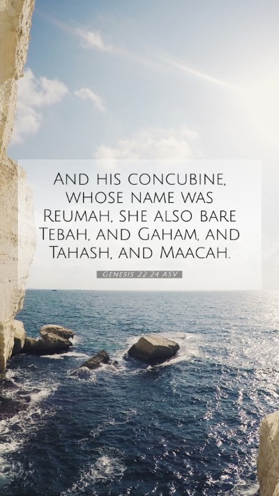 Picture 07 - Genesis 22:24 ASV Mobile Phone Wallpaper - And his concubine, whose name was Reumah, she - Mobile Bible Verse Wallpaper