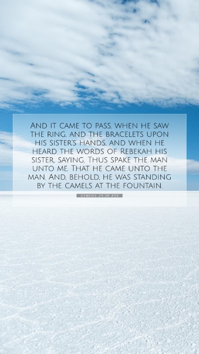 Picture 07 - Genesis 24:30 ASV Mobile Phone Wallpaper - And it came to pass, when he saw the ring, and - Mobile Bible Verse Wallpaper