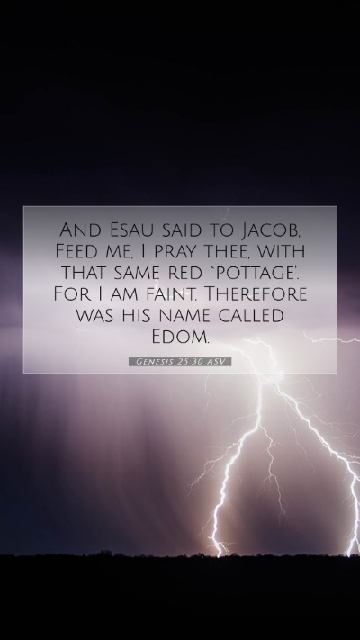 Picture 07 - Genesis 25:30 ASV Mobile Phone Wallpaper - And Esau said to Jacob, Feed me, I pray thee, - Mobile Bible Verse Wallpaper
