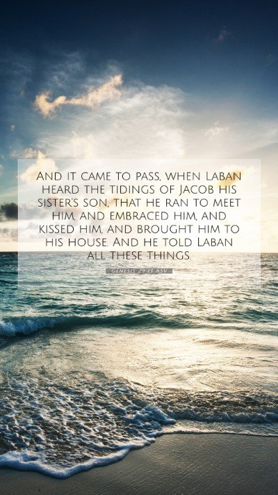 Picture 07 - Genesis 29:13 ASV Mobile Phone Wallpaper - And it came to pass, when Laban heard the tidings - Mobile Bible Verse Wallpaper