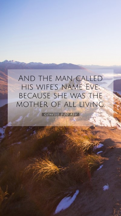 Picture 07 - Genesis 3:20 ASV Mobile Phone Wallpaper - And the man called his wife's name Eve; because - Mobile Bible Verse Wallpaper