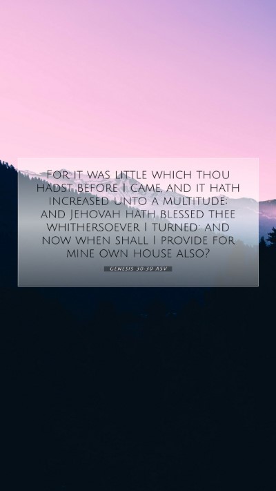 Picture 07 - Genesis 30:30 ASV Mobile Phone Wallpaper - For it was little which thou hadst before I came, - Mobile Bible Verse Wallpaper