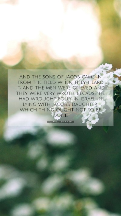 Picture 07 - Genesis 34:7 ASV Mobile Phone Wallpaper - And the sons of Jacob came in from the field when - Mobile Bible Verse Wallpaper