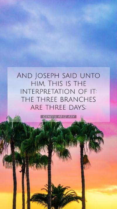Picture 07 - Genesis 40:12 ASV Mobile Phone Wallpaper - And Joseph said unto him, This is the - Mobile Bible Verse Wallpaper