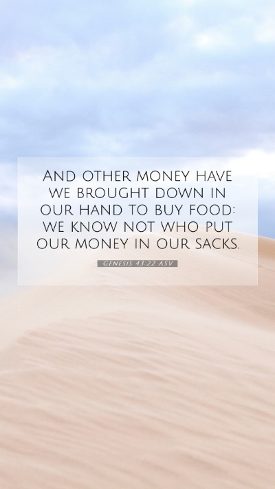 Picture 07 - Genesis 43:22 ASV Mobile Phone Wallpaper - And other money have we brought down in our hand - Mobile Bible Verse Wallpaper