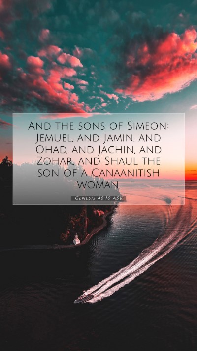 Picture 07 - Genesis 46:10 ASV Mobile Phone Wallpaper - And the sons of Simeon: Jemuel, and Jamin, and - Mobile Bible Verse Wallpaper