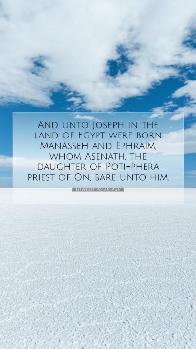 Picture 07 - Genesis 46:20 ASV Mobile Phone Wallpaper - And unto Joseph in the land of Egypt were born - Mobile Bible Verse Wallpaper
