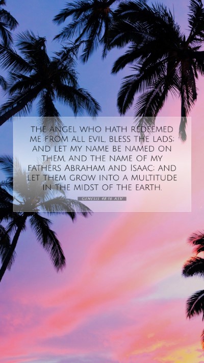 Picture 07 - Genesis 48:16 ASV Mobile Phone Wallpaper - the angel who hath redeemed me from all evil, - Mobile Bible Verse Wallpaper