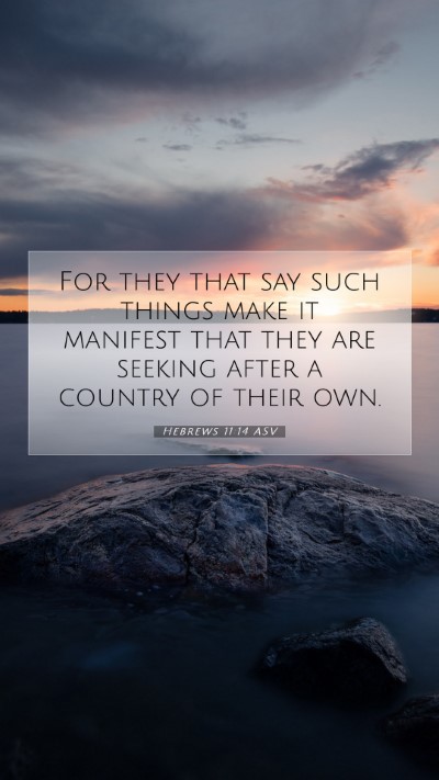 Picture 07 - Hebrews 11:14 ASV Mobile Phone Wallpaper - For they that say such things make it manifest - Mobile Bible Verse Wallpaper
