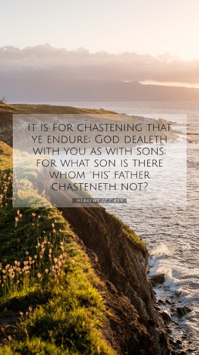 Picture 07 - Hebrews 12:7 ASV Mobile Phone Wallpaper - It is for chastening that ye endure; God dealeth - Mobile Bible Verse Wallpaper