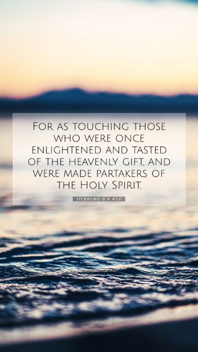 Picture 07 - Hebrews 6:4 ASV Mobile Phone Wallpaper - For as touching those who were once enlightened - Mobile Bible Verse Wallpaper