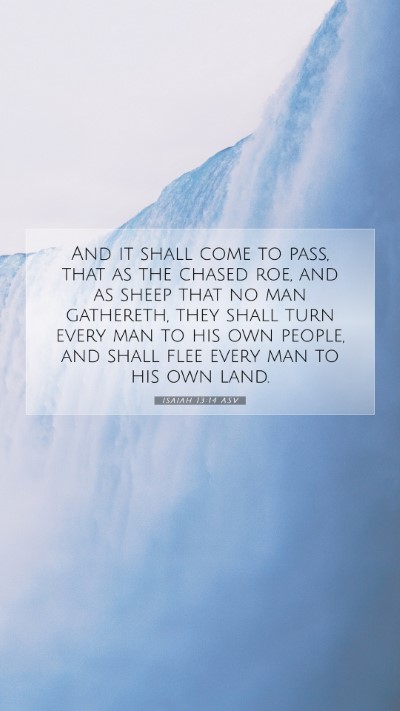 Picture 07 - Isaiah 13:14 ASV Mobile Phone Wallpaper - And it shall come to pass, that as the chased - Mobile Bible Verse Wallpaper