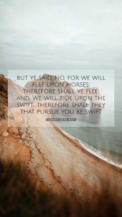Picture 07 - Isaiah 30:16 ASV Mobile Phone Wallpaper - but ye said, No, for we will flee upon horses; - Mobile Bible Verse Wallpaper