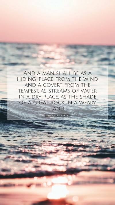 Picture 07 - Isaiah 32:2 ASV Mobile Phone Wallpaper - And a man shall be as a hiding-place from the - Mobile Bible Verse Wallpaper