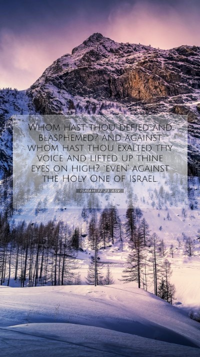 Picture 07 - Isaiah 37:23 ASV Mobile Phone Wallpaper - Whom hast thou defied and blasphemed? and against - Mobile Bible Verse Wallpaper
