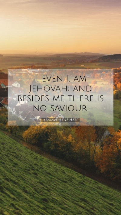 Picture 07 - Isaiah 43:11 ASV Mobile Phone Wallpaper - I, even I, am Jehovah; and besides me there is no - Mobile Bible Verse Wallpaper