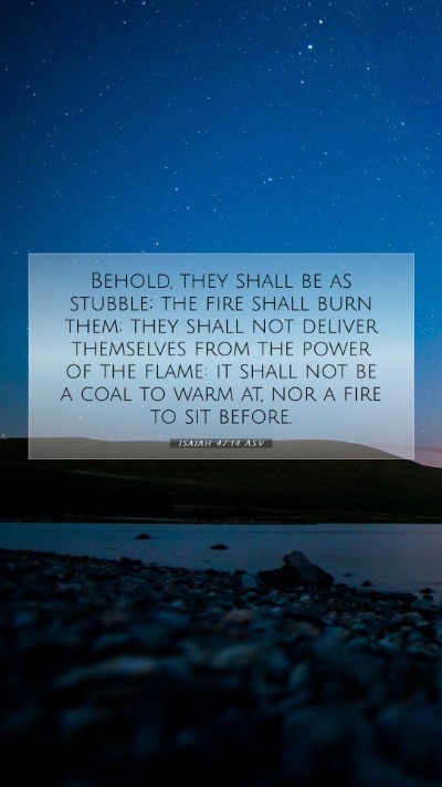 Picture 07 - Isaiah 47:14 ASV Mobile Phone Wallpaper - Behold, they shall be as stubble; the fire shall - Mobile Bible Verse Wallpaper
