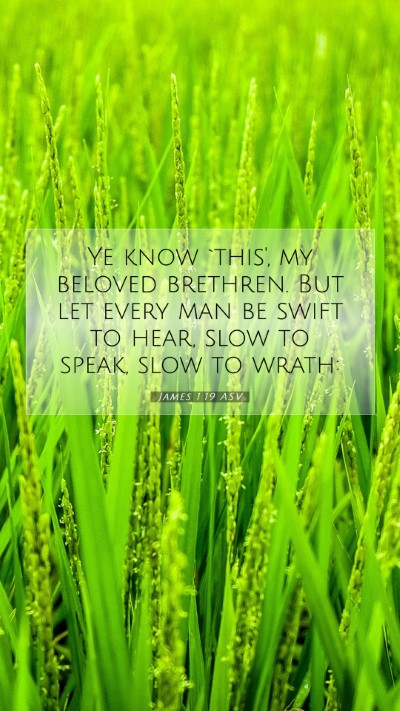 Picture 07 - James 1:19 ASV Mobile Phone Wallpaper - Ye know `this', my beloved brethren. But let - Mobile Bible Verse Wallpaper