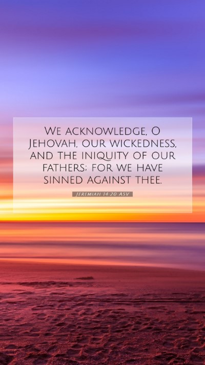 Picture 07 - Jeremiah 14:20 ASV Mobile Phone Wallpaper - We acknowledge, O Jehovah, our wickedness, and - Mobile Bible Verse Wallpaper