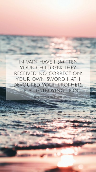 Picture 07 - Jeremiah 2:30 ASV Mobile Phone Wallpaper - In vain have I smitten your children; they - Mobile Bible Verse Wallpaper