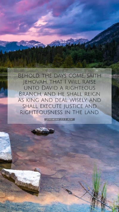 Picture 07 - Jeremiah 23:5 ASV Mobile Phone Wallpaper - Behold, the days come, saith Jehovah, that I will - Mobile Bible Verse Wallpaper